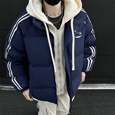 CC882-P108纯色秋冬假两件棉衣条纹织带美式棉服加厚港风，男装棉衣，星座405-3