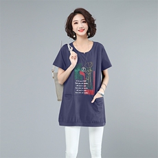 2021夏款大码女装印花绣花上衣213款，女装大码女装，秋牧寒烟