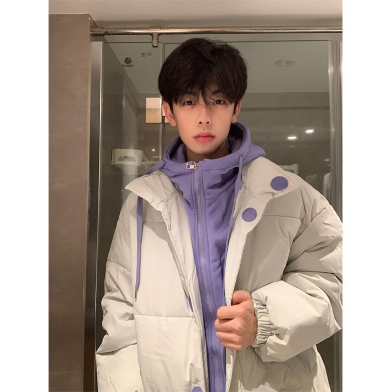 Q201-P108冬装外套港风假两件连帽棉衣上衣棉服男女同款,男装棉衣,星座911-1