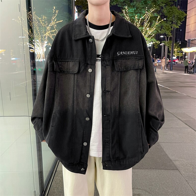 A859-P64 2024秋季牛仔外套男士美式复古水洗宽松休闲翻领夹图片