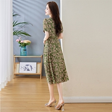 《现货新品》多色可选气质舒适印花连衣裙，女装连衣裙，魅丽静蓝