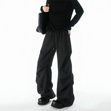 25褶皱拖地微喇叭西裤美式高街cleanfit休闲裤子504-K259-P40控68，男装西裤，星座504