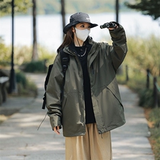 冬季三合一外套日系连帽男装青年夹克户外防水冲锋衣外套6152-P90，男装夹克，星座1403A
