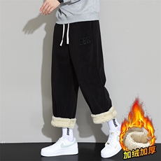 217-2-NK557-P45冬季新款羊羔绒加绒加厚直筒休闲裤男大码卫裤，男装休闲裤，星座217-2