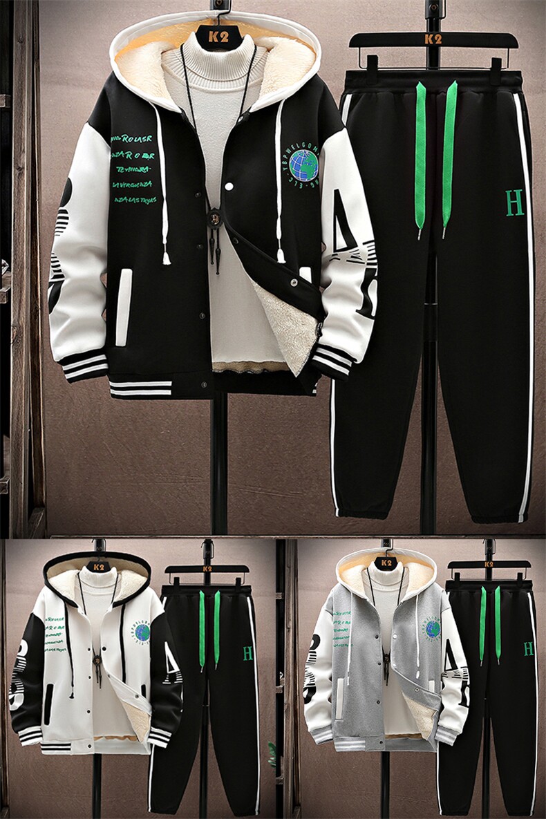 新款冬季卫衣棒球服连帽夹克男装青少年运动休闲套装DF316-2P85,男装休闲套装,电商A086