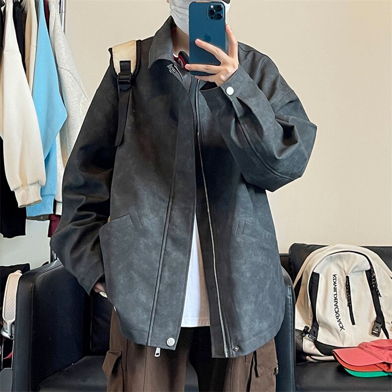 潮流宽松美式复古机车皮衣PU皮夹克外套P7810-P65【特价】,男装夹克,电商A007