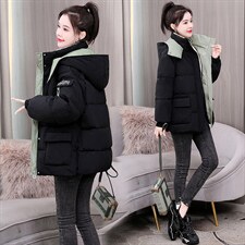 羽绒棉服女短款2024冬新款小个子宽松刺绣撞色加厚面包服棉袄外套，女装棉衣/棉服，关键词