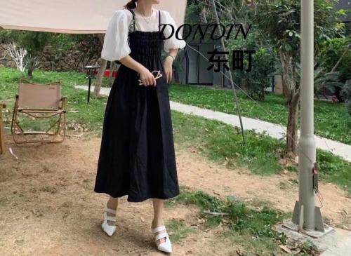 现货超薄防嗮格子衬衫/泡泡袖肌理小衫/打揽压皱背心裙，女装衬衫，东町