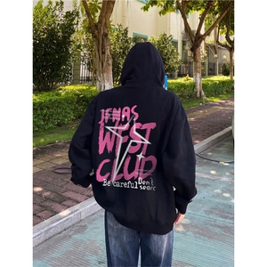 抖音得物 高品质印花连帽卫衣 秋冬装美式宽松连帽纯色卫衣ADL107图片