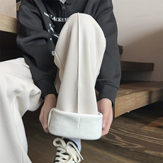 加厚裤子冬季窄版高腰直筒宽松休闲针织糯米裤24XK66888J特批40，男装休闲裤，电商A042