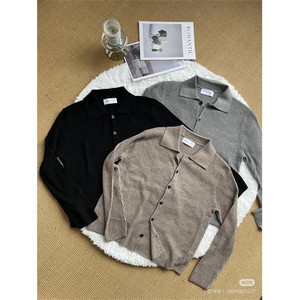 XZ1005-1-HXD1529-P68-华夫格慵懒氛围感开衫毛衣外套男女图片