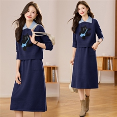 马甲套装2025新款今年流行新款毛衣裙长款高级感马夹两件套连衣裙，女装羊毛衫，艾米