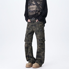 美式复古迷彩牛仔裤男款多口袋修身工装裤XZ201-T89P48，男装牛仔裤，星座201