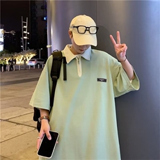 2023夏季简约拉链翻领短袖男宽松休闲T恤上衣T02521-P32，男装Polo衫，星座308B-1