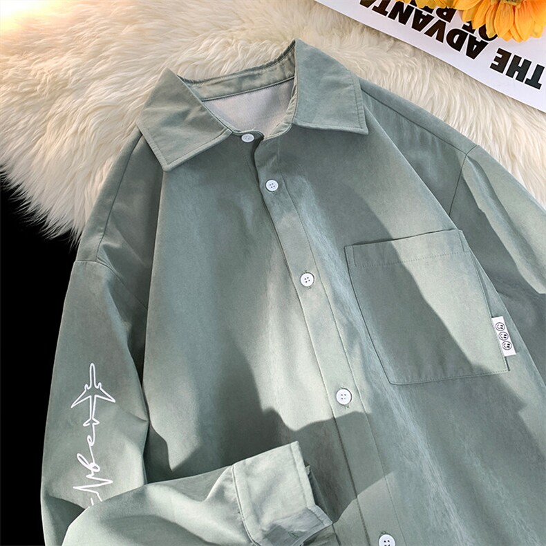 2025春季新款港风摆拍大码桃皮绒印花衬衫M-5XHC24063-特P35,男装衬衫,电商A022