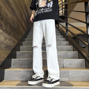 抖音品质 破洞牛仔裤男小脚B342-K7040-特P45图片