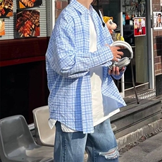 春装~男式长袖衬衫格子休闲衬衣宽松薄外套815-4-CS806P55，男装衬衫，星座716A（原星座815-4）