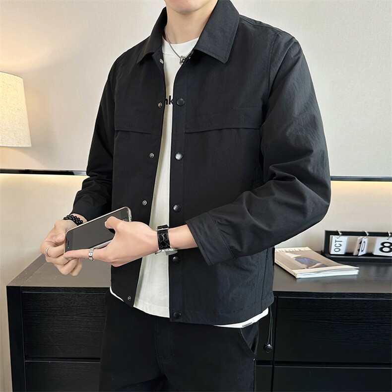 2026店主风春季简约休闲时尚潮流翻领夹克外套男961-P75，男装夹克，电商A413