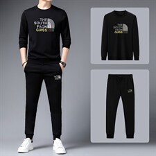 运动套装2023春季商务休闲圆领宽松T恤百搭运动服中年男装两件套图片