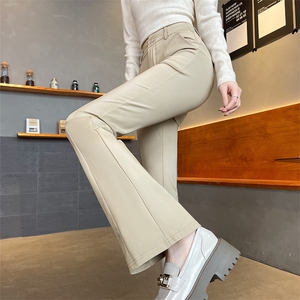 黑色西装喇叭裤女秋冬2025新款高腰垂感显瘦修身休闲微喇裤图片