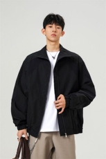 美式罗纹拼接袖子褶皱大码M-5XL教练夹克男JK78056P69控105，男装夹克，星座226-1
