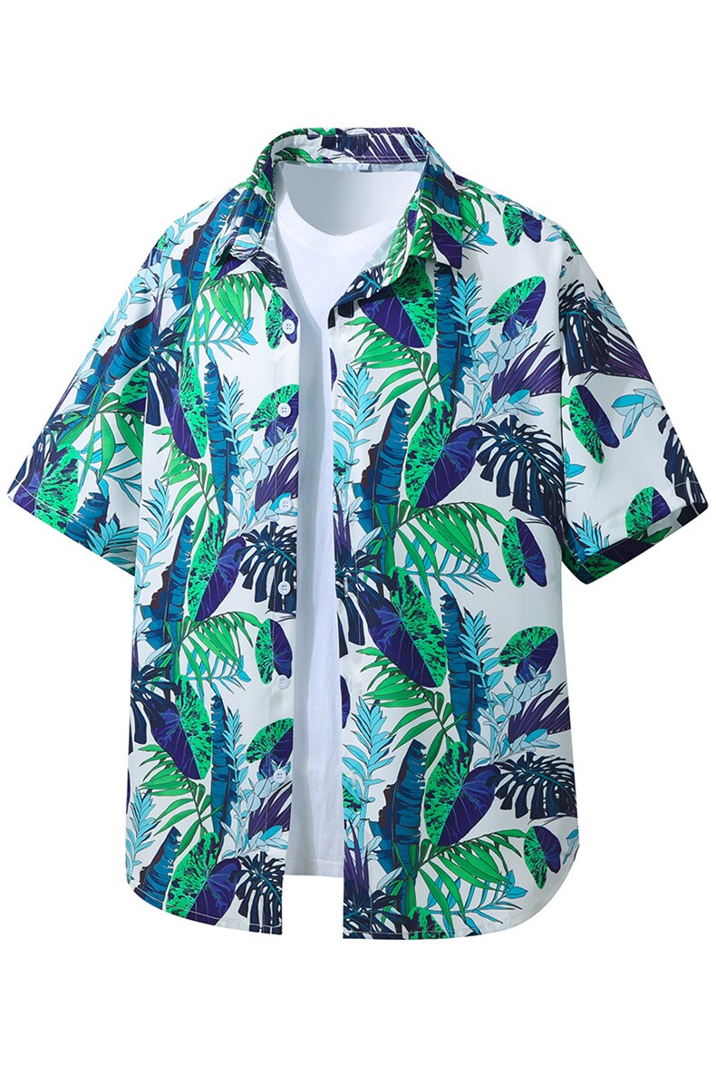 精品大码花男短袖夏季痞宽松上衣服外套翻领衬衫A012/C882C876P35,男装休闲套装,电商A012