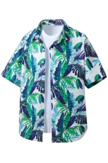 精品大码花男短袖夏季痞宽松上衣服外套翻领衬衫A012/C882C876P35，男装休闲套装，电商A012