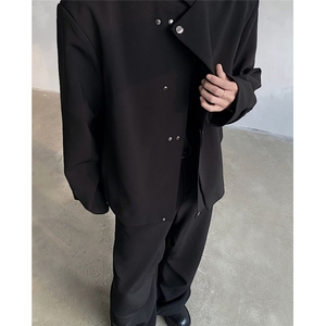 春季新中式垫肩斜门襟西服外套男解构设计感痞帅立领夹克 XZ10图片