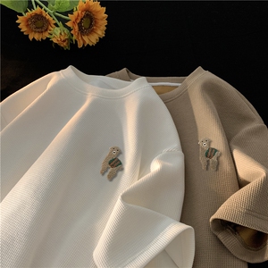 华夫格毛巾绣标短袖T恤5色M~5XL XZ604-DT402-P35控48图片