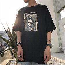 大码男士短袖T恤嘻哈潮款半袖打底衫加肥加大码18053款，男装T恤，星座802