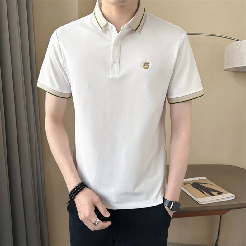 polo衫短袖男士2025夏季新款修身透气珠地棉男士半袖T恤翻领夏装图片
