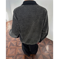 美式重磅雪尼尔长袖T恤男秋冬季打底衫polo衫加绒加厚卫衣外套男，男装T恤，电商B319