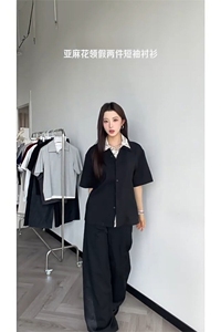 网络图慎用 图片只做展示大货已到翻领假两件衬衫DCS78045P65控98图片