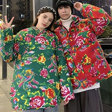 902情侣组合装棉衣外套保暖防寒男女东北大花袄风汉服团队服，男装棉衣，星座115A(原星座507）