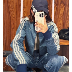 气质牛仔男女2026年新款春秋款翻领长袖百搭通勤外套上衣时尚，女装短外套，星座601-1