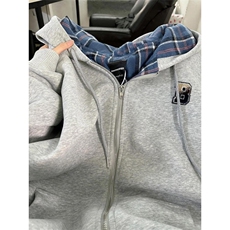 秋季撞色拉链开衫卫衣男女宽松情侣休闲外套连帽款601-1-Y891，女装短外套，星座601-1