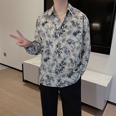 春夏新款免烫风花衬衫男高级感痞帅长袖网红防嗮衬衣CS853-P58，男装衬衫，电商B267