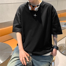 港风可拆卸四芒星多色短袖T恤男DT77783P16块特价：供抖音视频，男装T恤，星座227-7