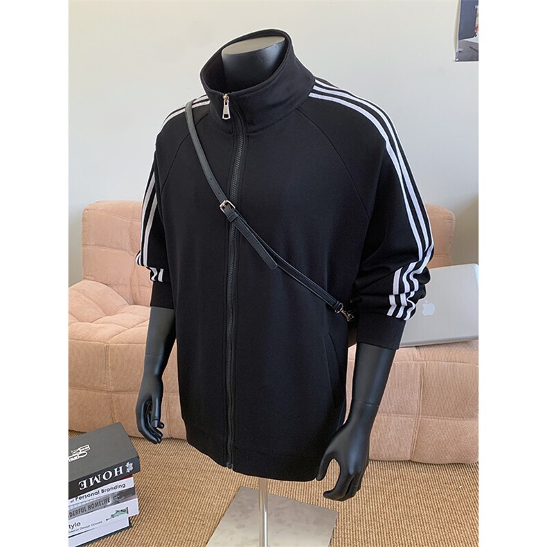 WY5019/P65春装新款高品质不起球织带设计开衫卫衣男潮宽松外套,男装卫衣,电商A141