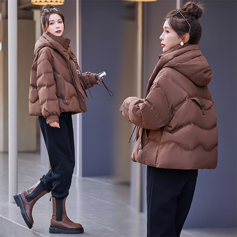 短款羽绒服女2023冬新款小个子高级感炸街欧货学生小众连帽面包服，女装羽绒服，千千佰惠