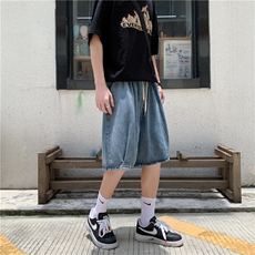 夏季复古直简裤ins高街水洗牛仔短裤百搭阔腿五分裤K3654-P33，男装牛仔裤，星座512-2