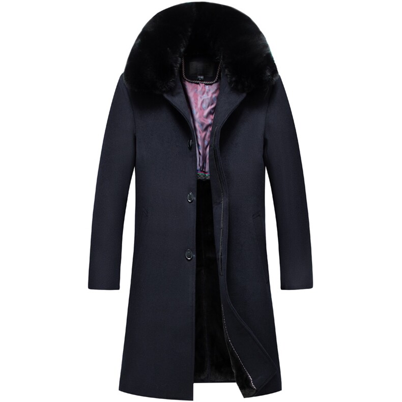 8016/休闲商务羊毛大衣爸爸长款加绒加厚呢大衣老人中长款外套，男装毛呢大衣，星座1216（原钱塘722）