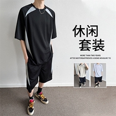 圆领短袖T恤宽松运动五分裤一整套ootd男春夏季户外跑步百搭套装，男装牛仔裤，星座1206（原A206）