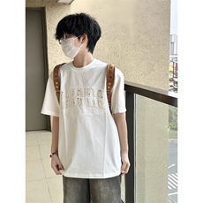 万针全刺绣工艺抖音得物高品质260克重磅纯棉双纱美式高街短袖T恤，男装T恤，电商A486