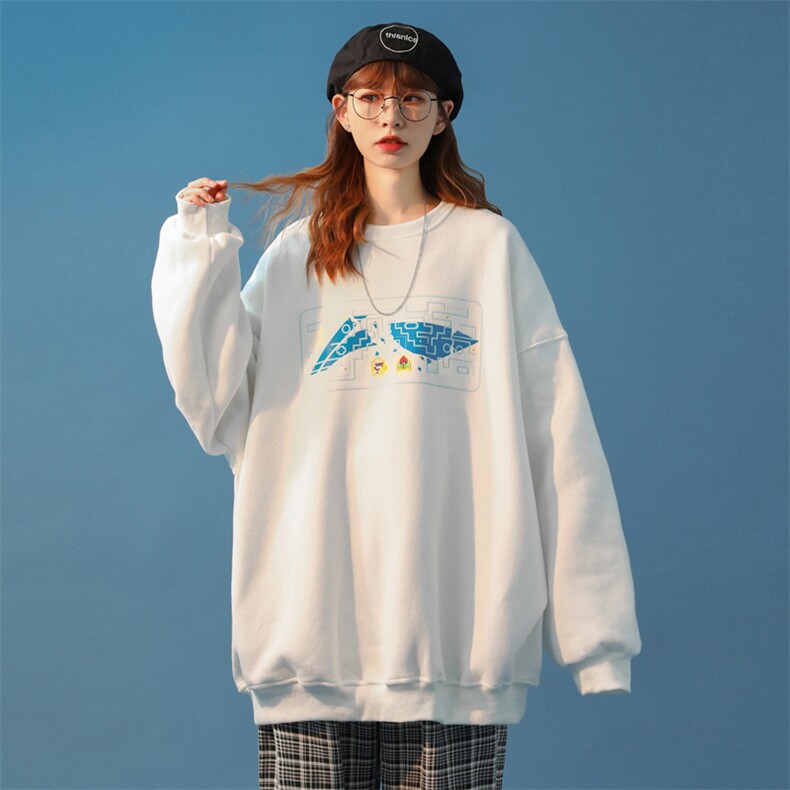中性风2022新款简约印花情侣卫衣女宽松百搭外套G937P33,女装短外套,电商A339