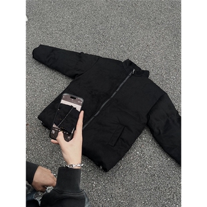 秋冬新款潮麂皮绒立领纯色保暖棉衣外套Y81-P108深灰图片