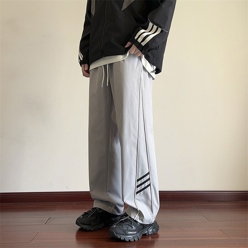港风三条杠休闲裤宽松运动裤拖地裤束脚裤男KP861P45,男装休闲裤,星座1204-3