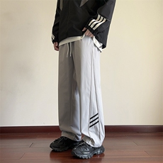 港风三条杠休闲裤宽松运动裤拖地裤束脚裤男KP861P45，男装休闲裤，星座1204-3