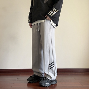 港风三条杠休闲裤宽松运动裤拖地裤束脚裤男KP861 P45图片