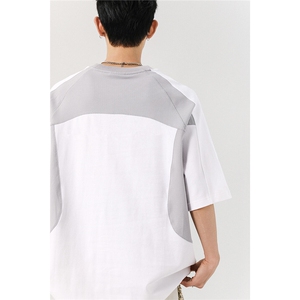 凉感双色拼接设计羽毛球球服大码M-5XL短袖T恤男DX78029P50控78图片